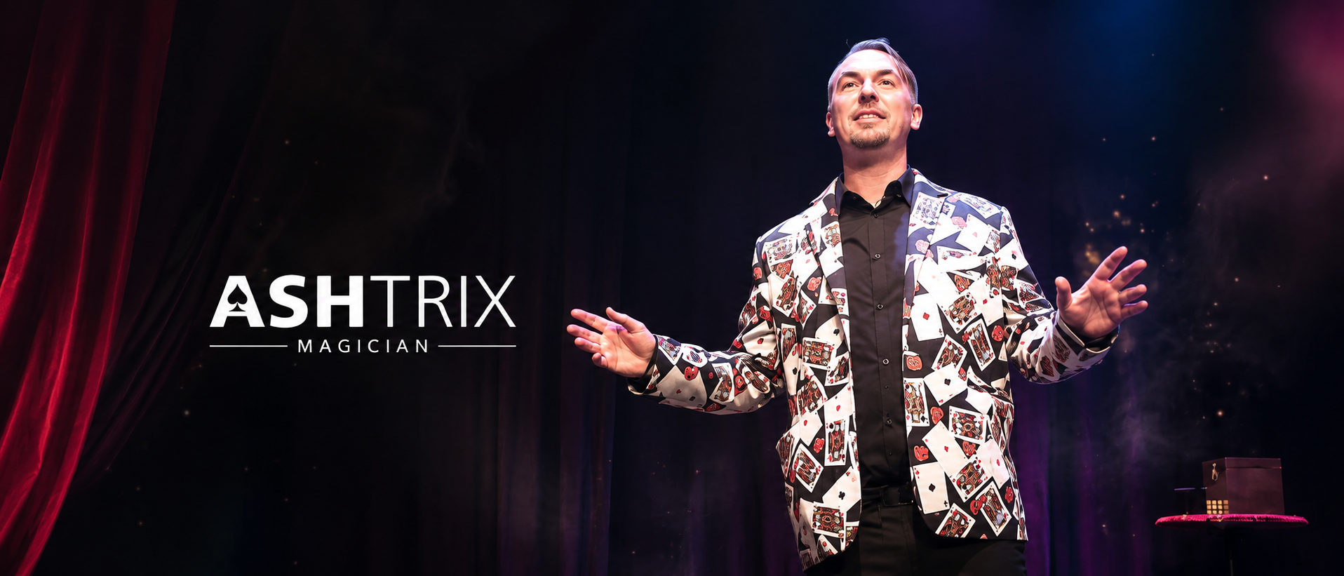 Ash Trix magician on stage