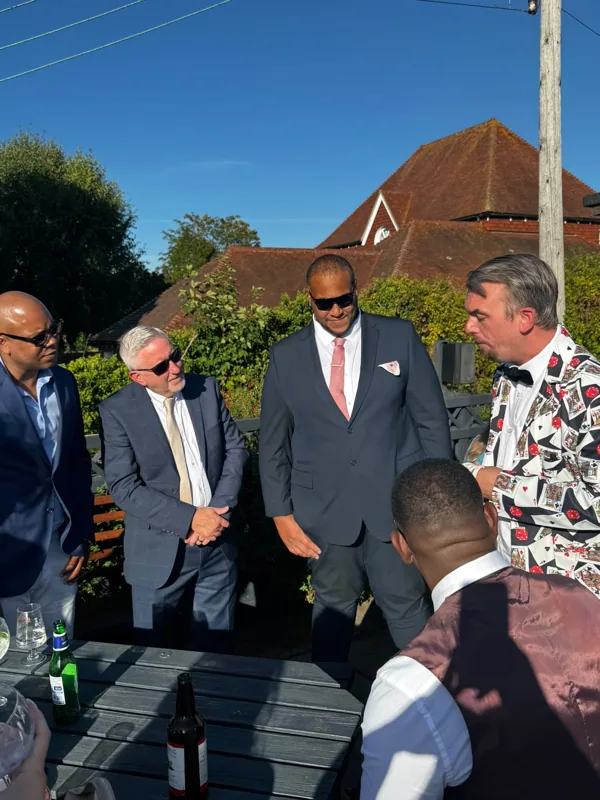 A sunny wedding reception.