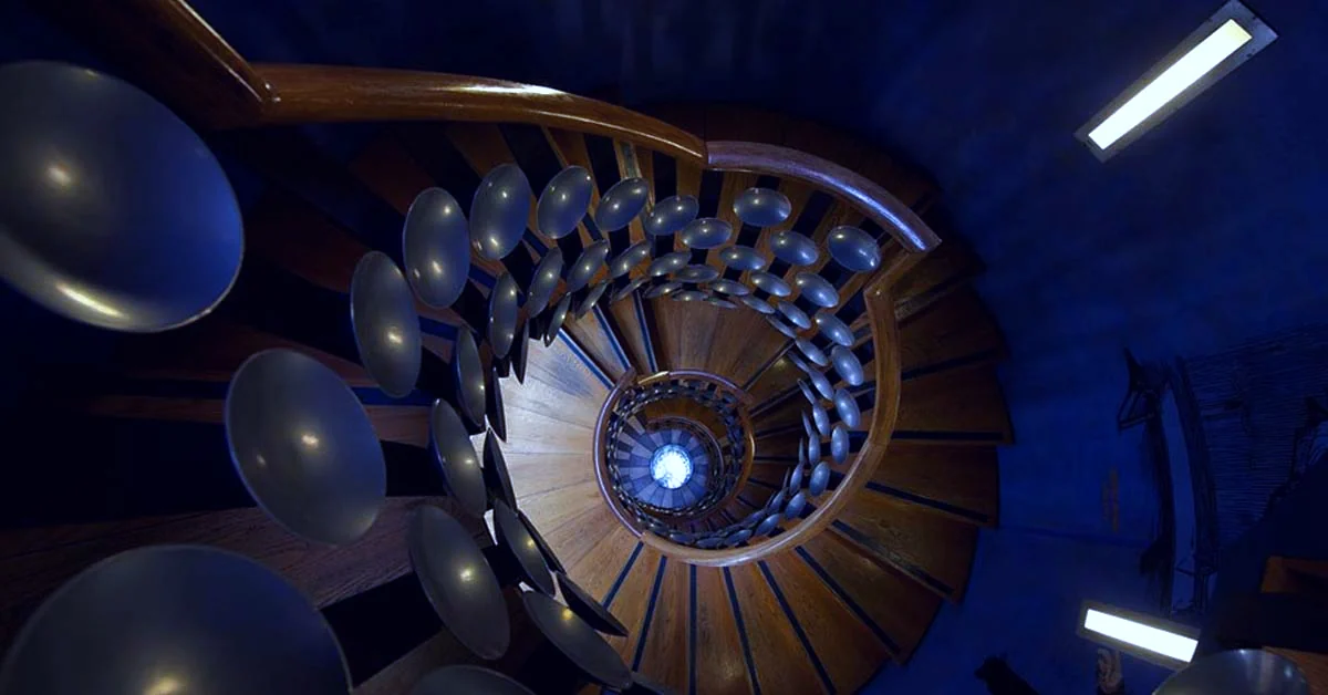 The spiral staircase at The Magic Circle